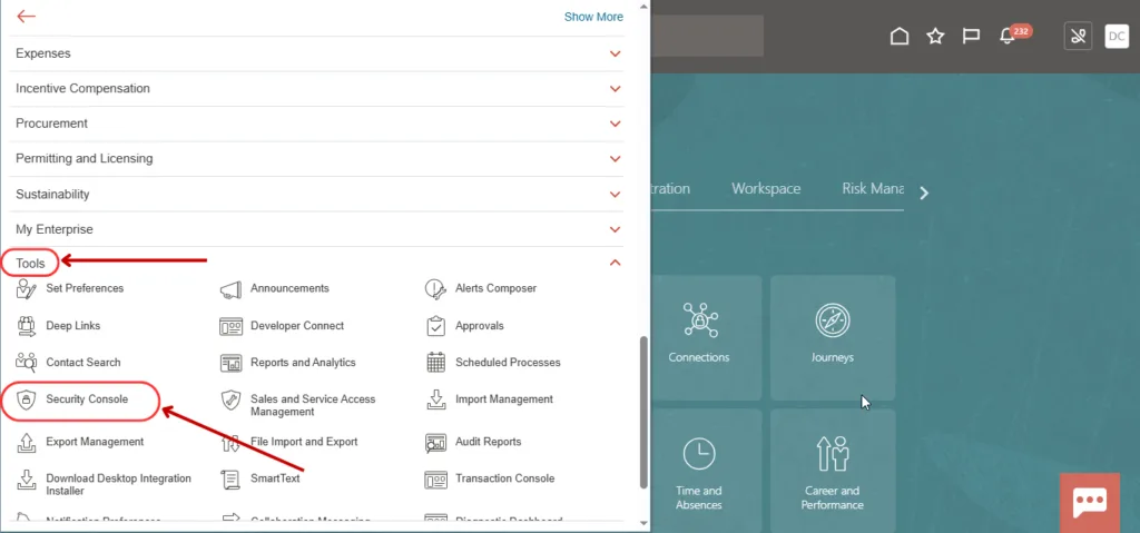 Step 2 – Tools > Security Console